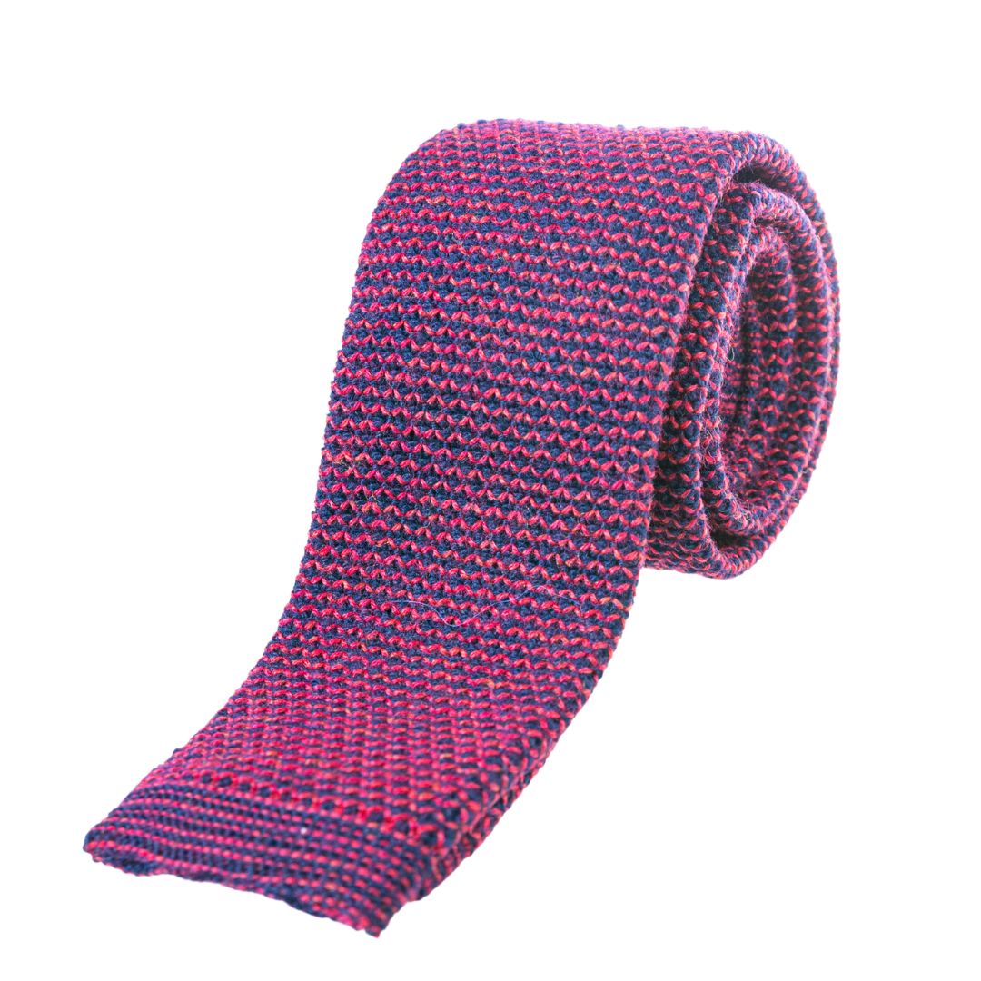 Cravatta uomo tricot in lana motivo zig-zag