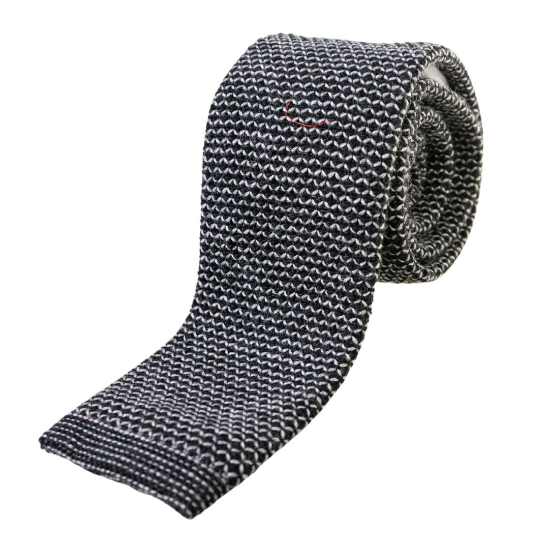 Cravatta uomo tricot in lana motivo zig-zag