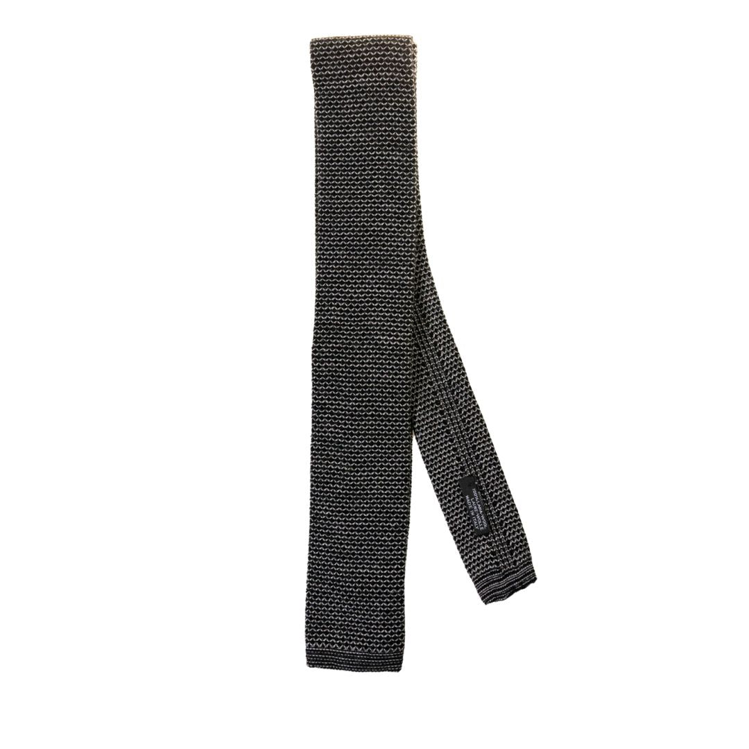 Cravatta uomo tricot in lana motivo zig-zag