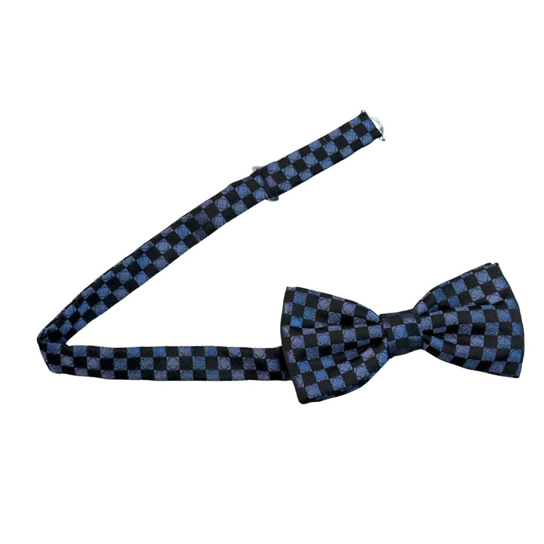 Papillon a scacchi con dettagli a cerchio in seta