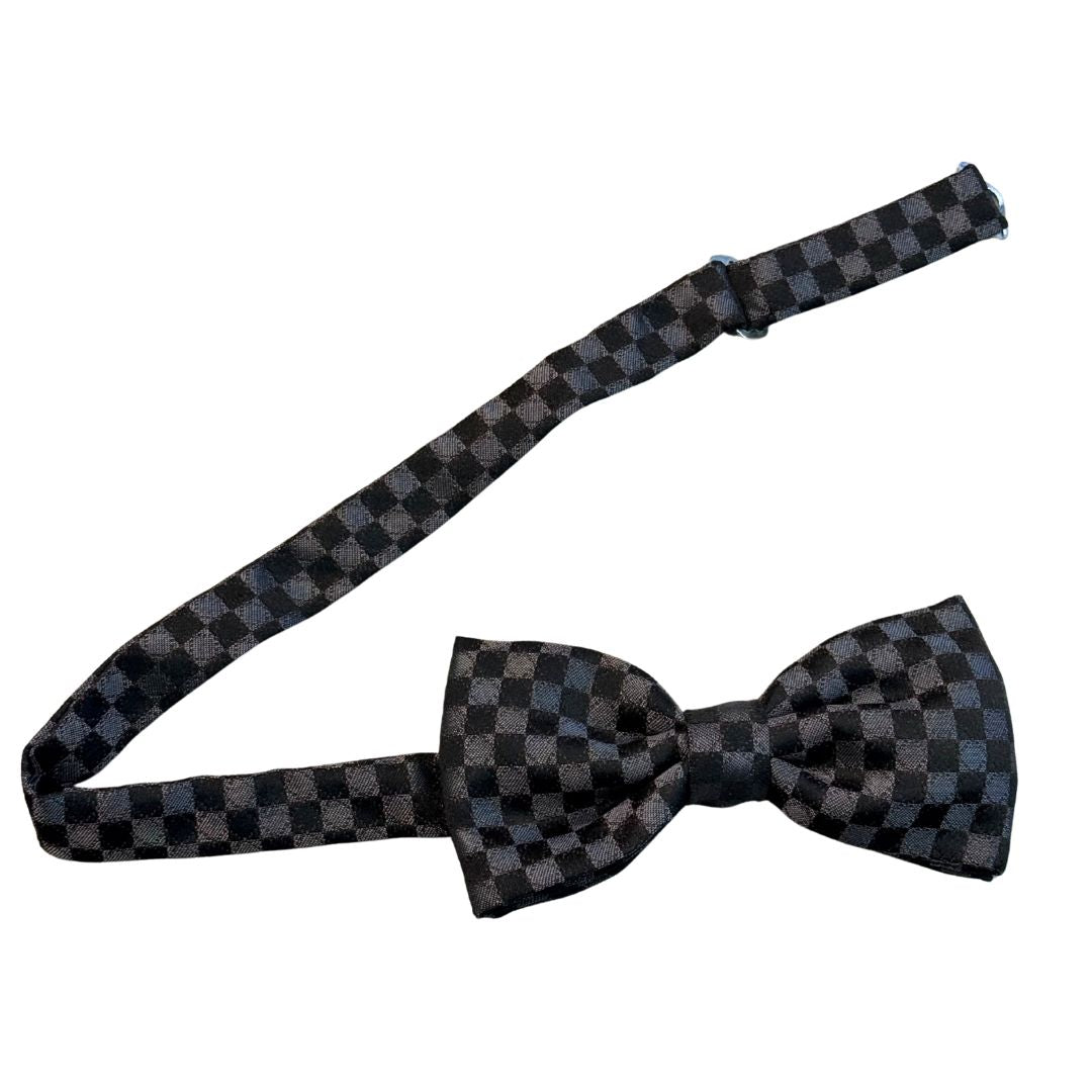 Papillon a scacchi con dettagli a cerchio in seta