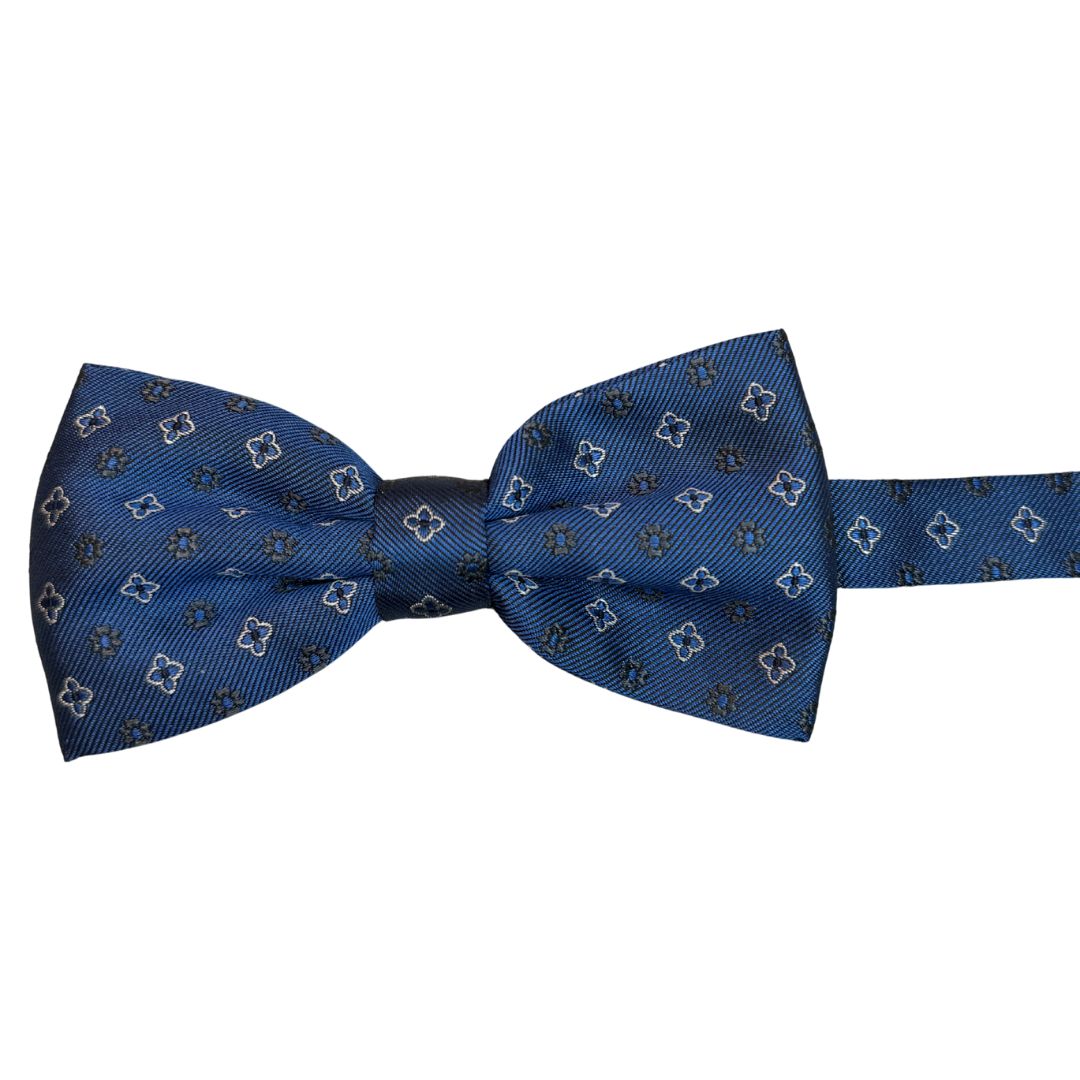 Papillon disegno quadrifoglio e fiori in seta annodato con finitura sartoriale