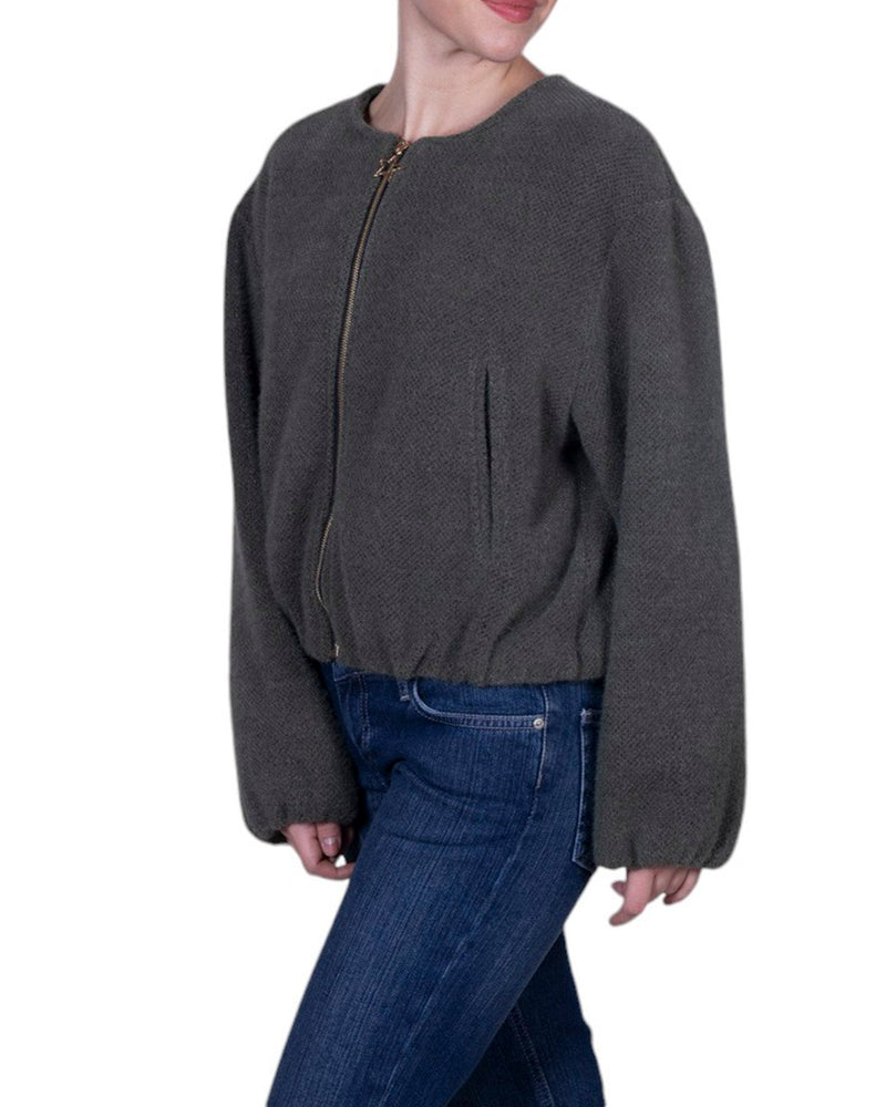 Bomberino donna con chiusura a zip metallica e finiture elasticizzate sui bordi