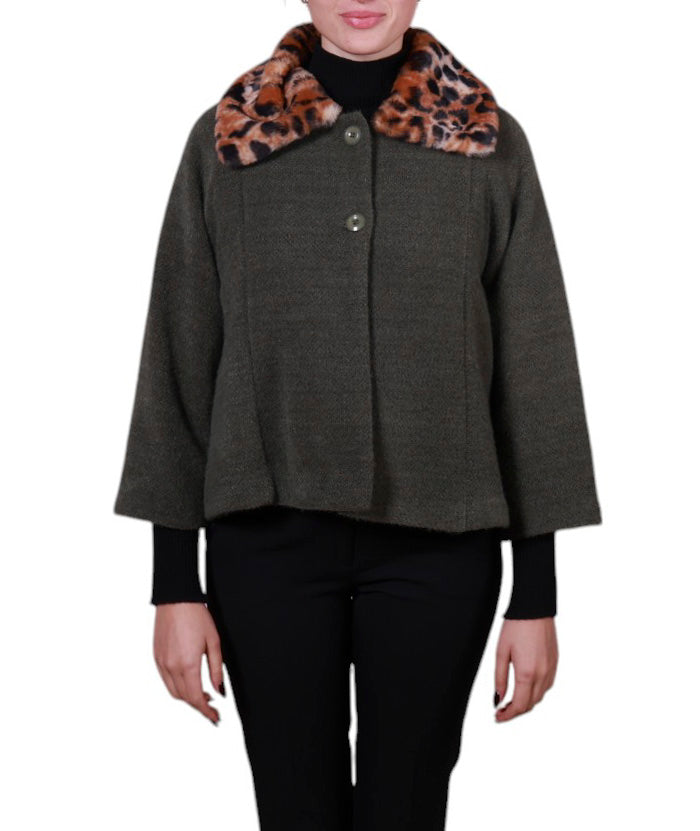 Cappa collo in pelliccia maculata
