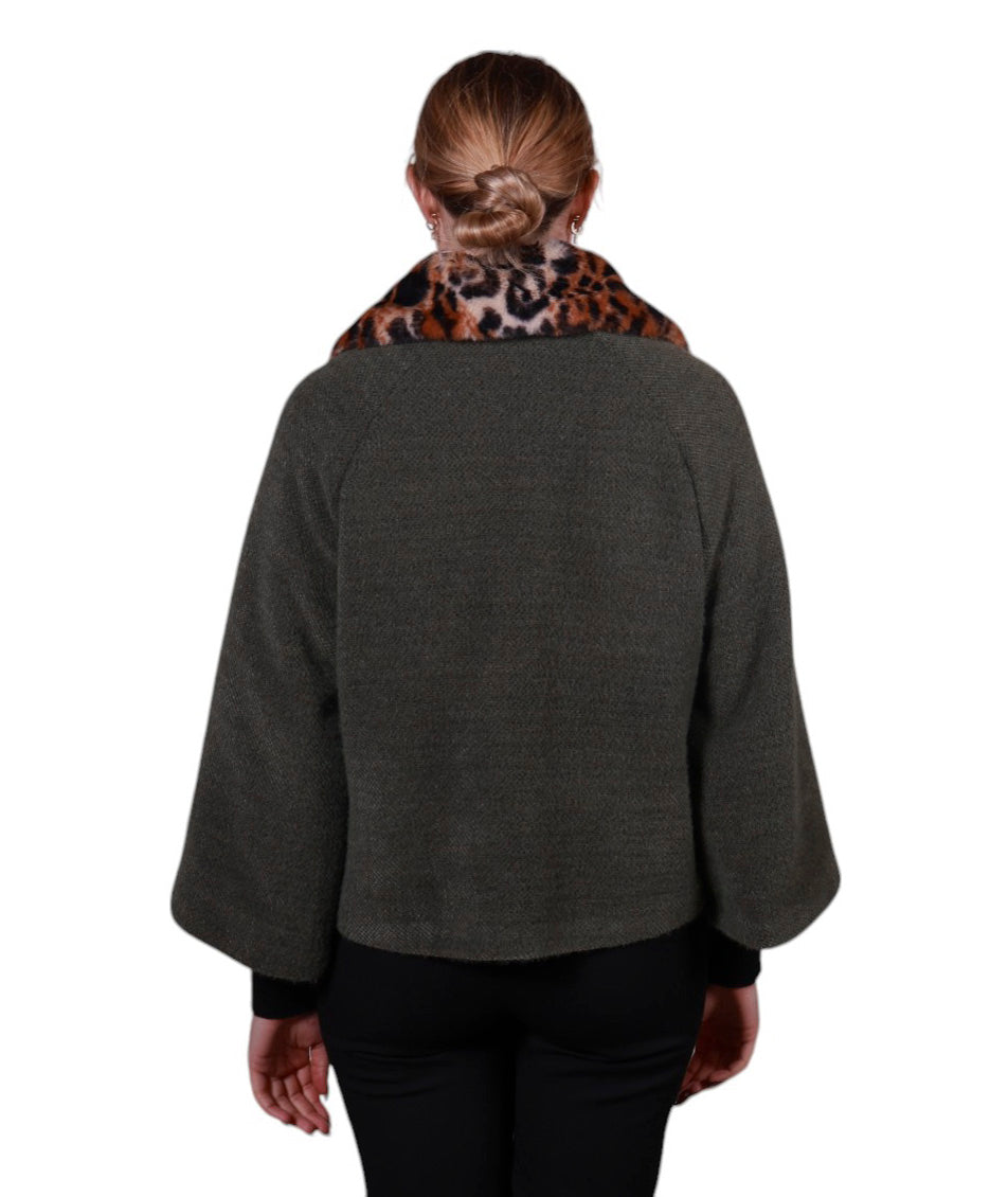 Cappa collo in pelliccia maculata