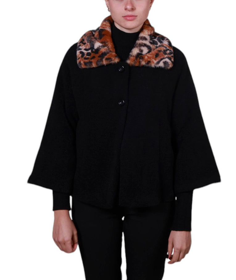 Cappa collo in pelliccia maculata