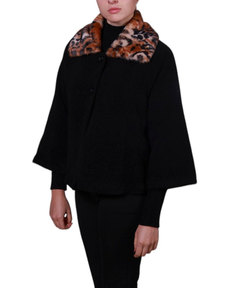 Cappa collo in pelliccia maculata