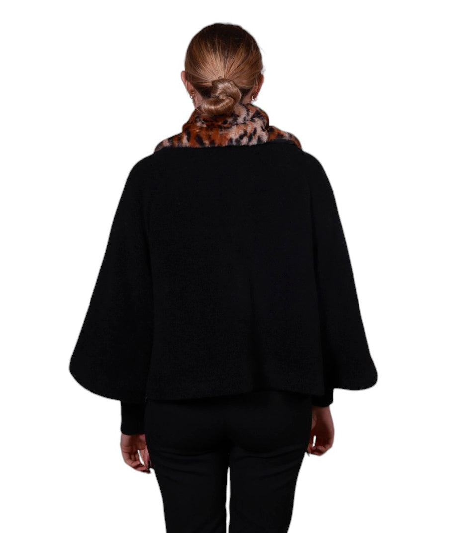 Cappa collo in pelliccia maculata