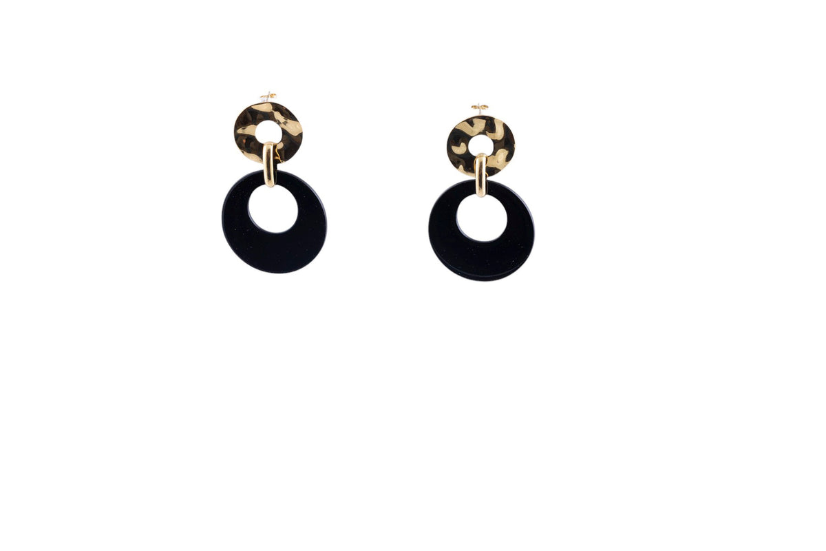 Orecchini tondi oro e neri