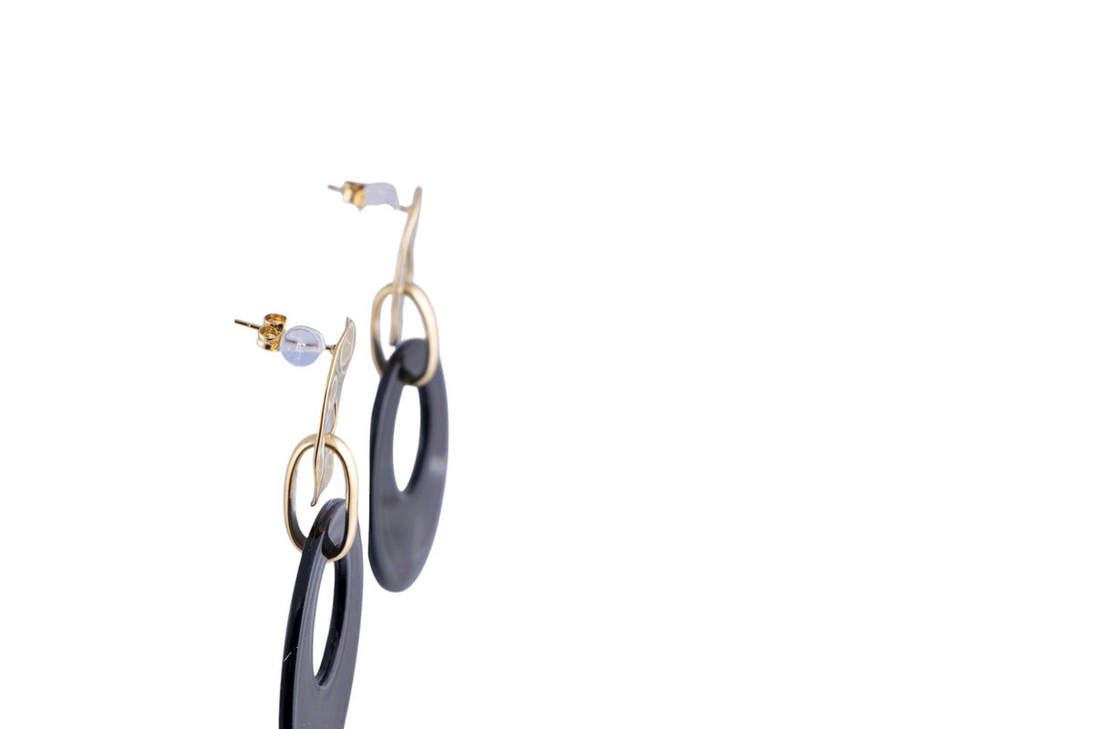 Orecchini tondi oro e neri