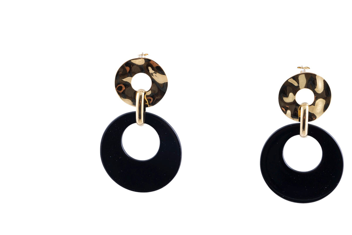 Orecchini tondi oro e neri