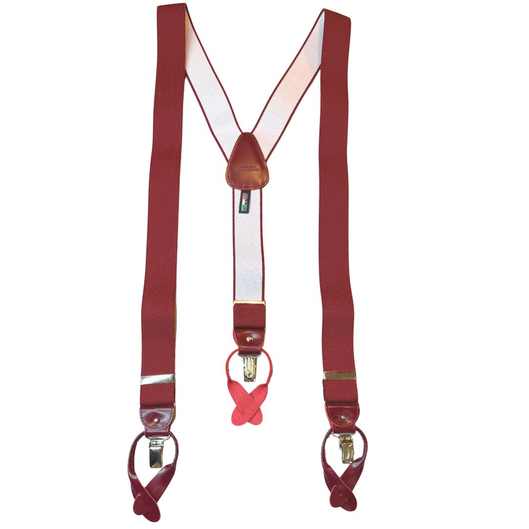 Bretelle da uomo monocolore con clips e bottoni