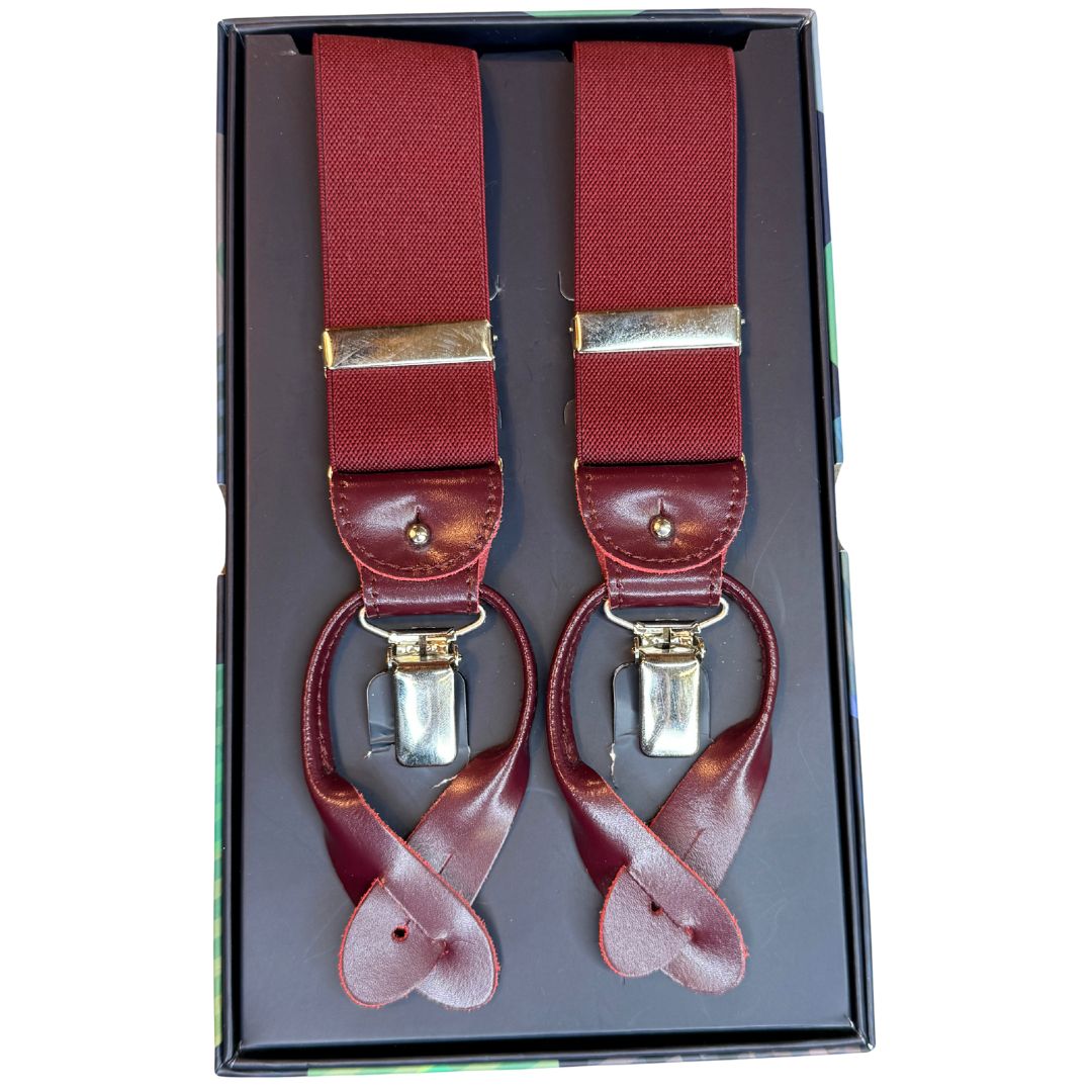 Bretelle da uomo monocolore con clips e bottoni