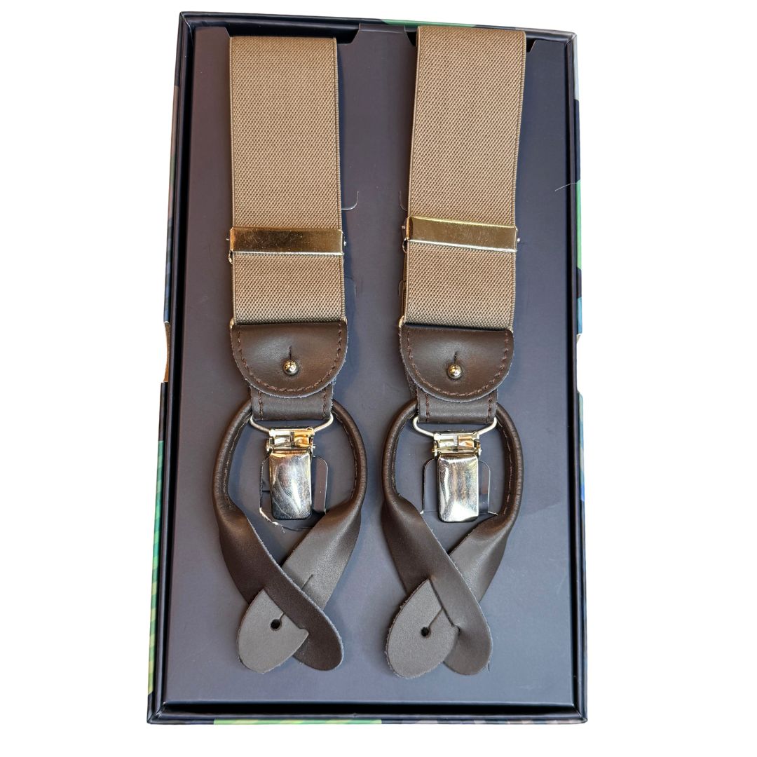 Bretelle da uomo monocolore con clips e bottoni