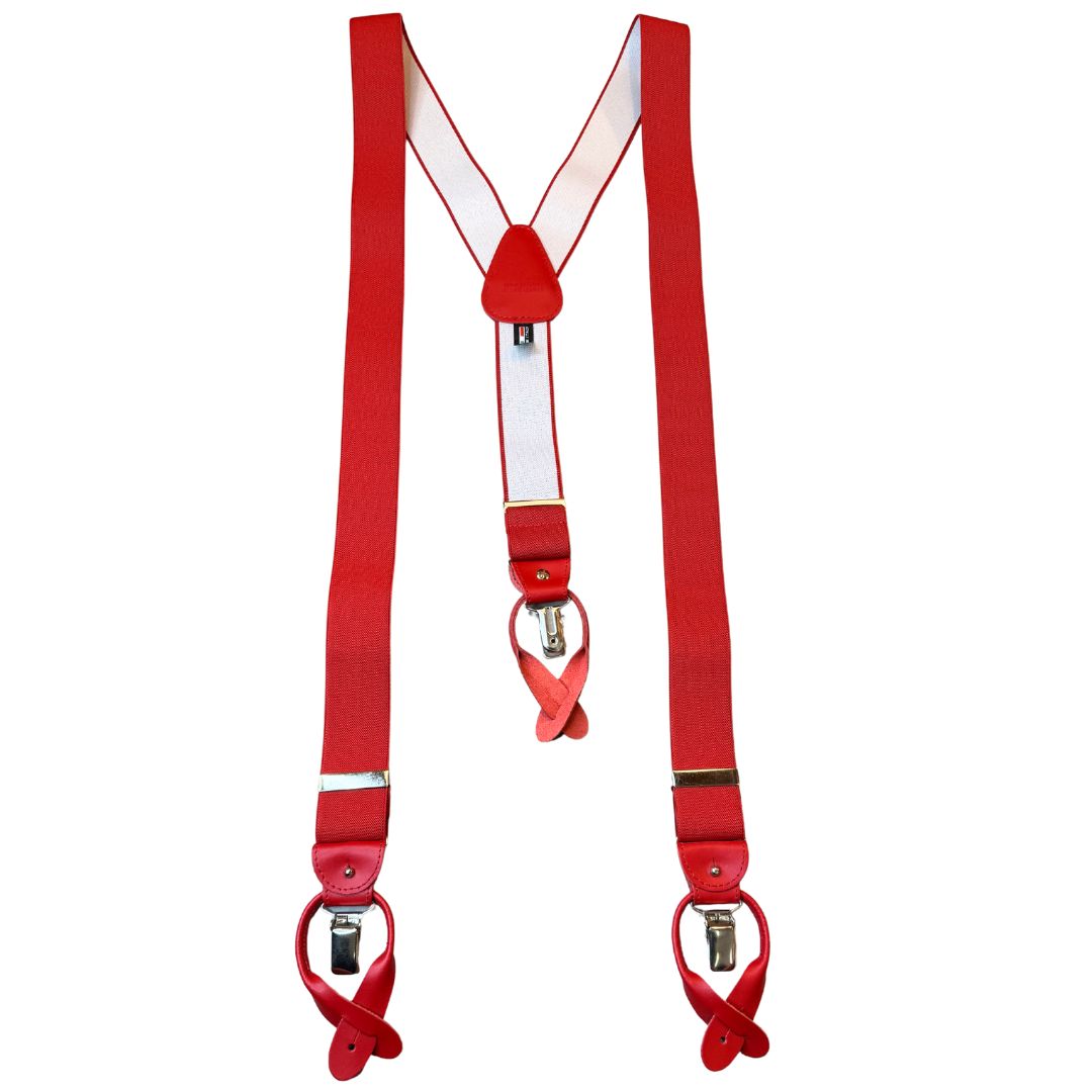 Bretelle da uomo monocolore con clips e bottoni