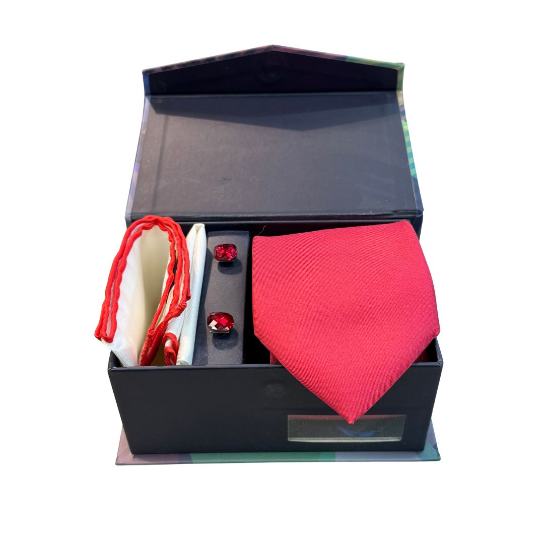 Box cravatta gemelli pochette tinta unita