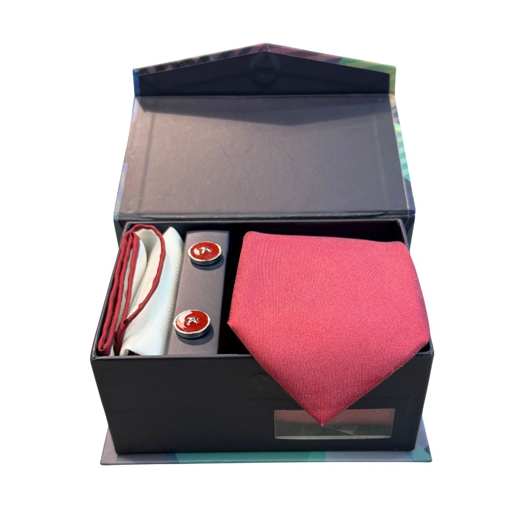 Box cravatta gemelli pochette tinta unita