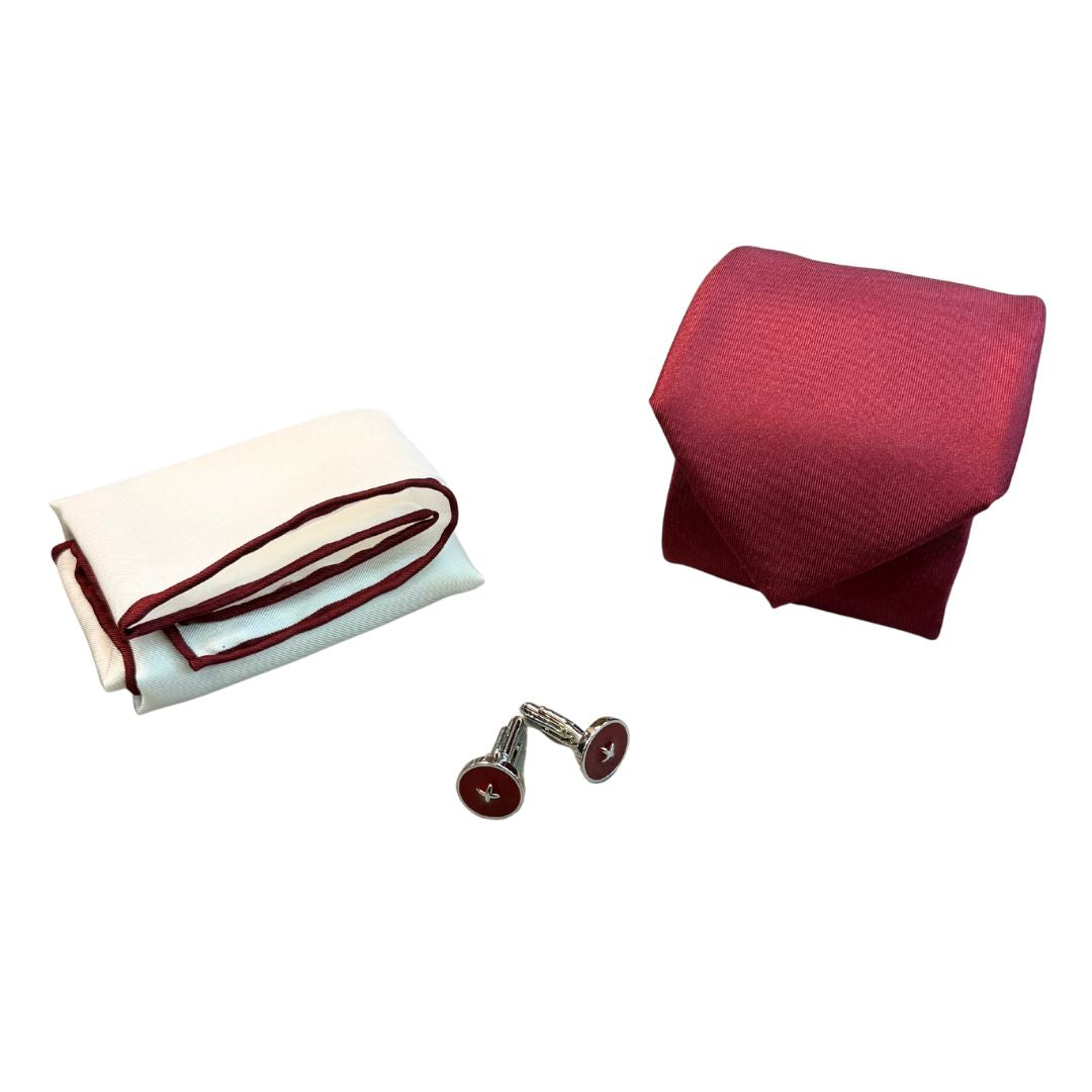 Box cravatta gemelli pochette tinta unita