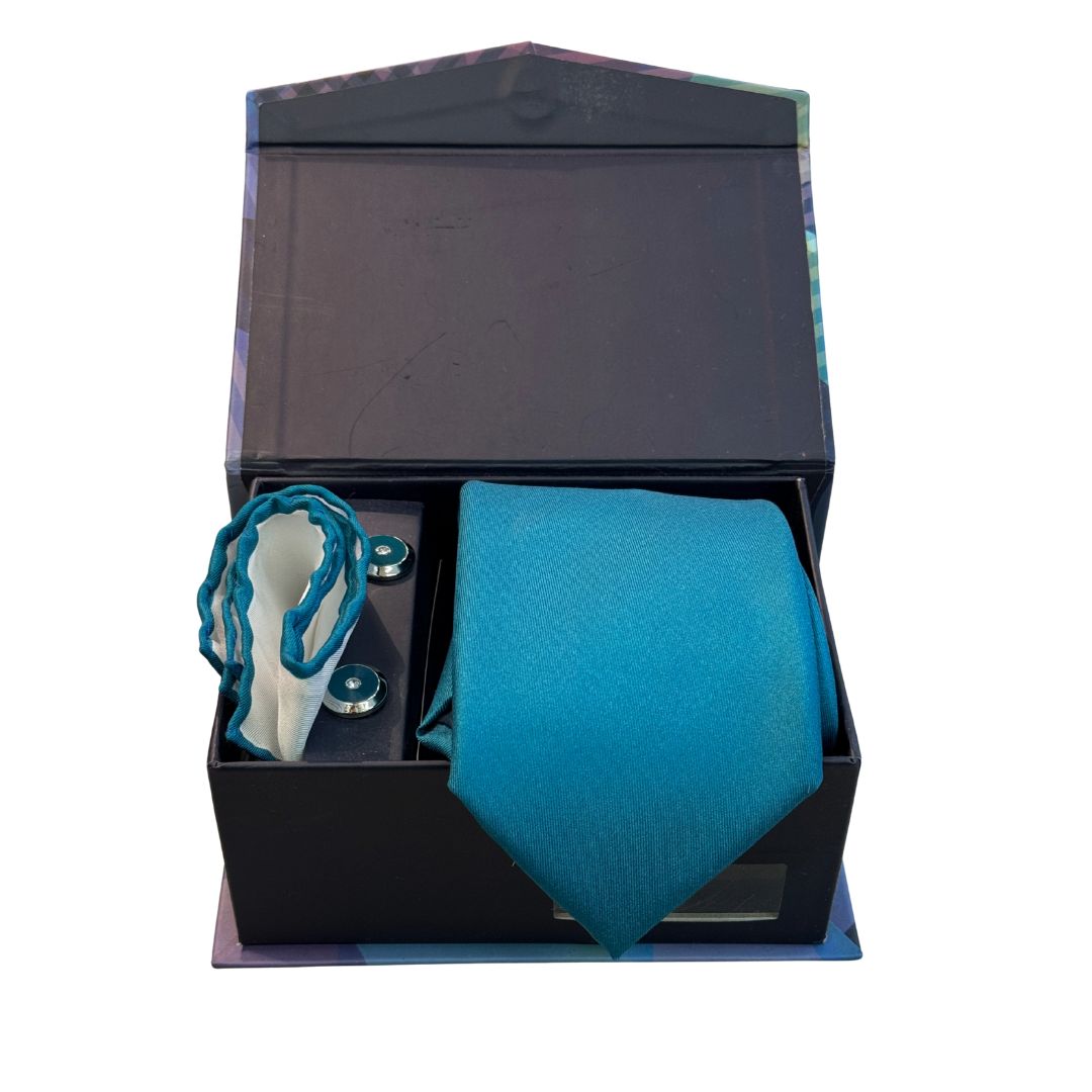 Box cravatta gemelli pochette tinta unita