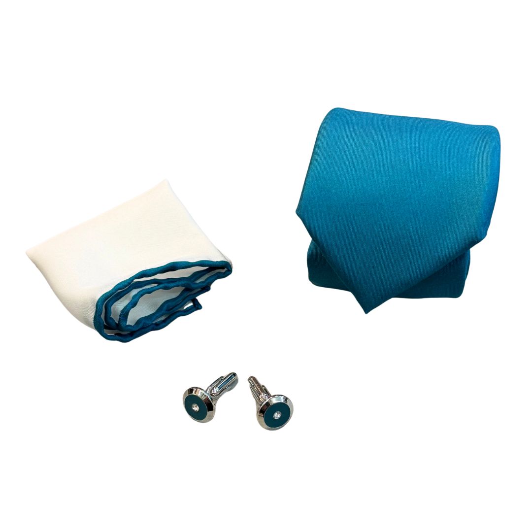 Box cravatta gemelli pochette tinta unita