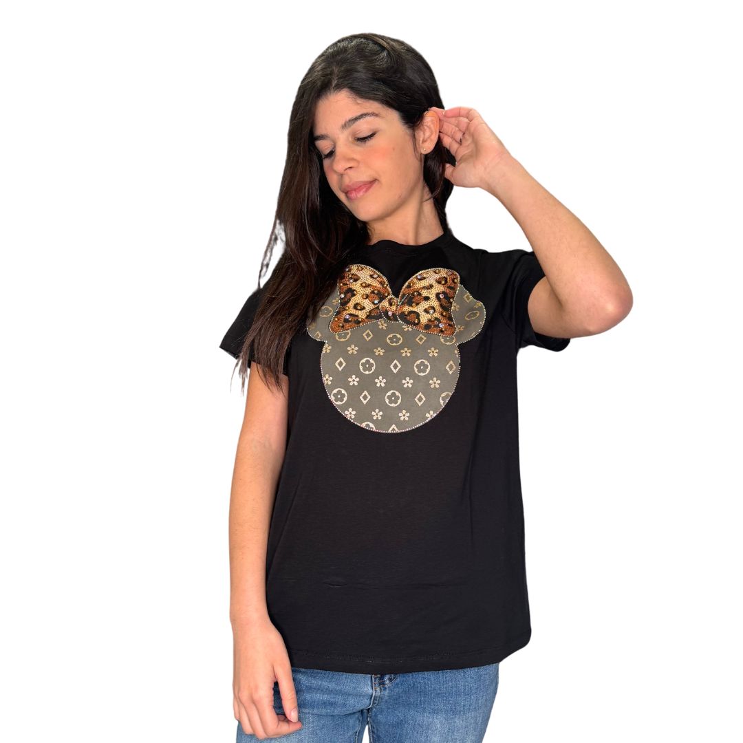 T-shirt Minnie lurex e strass