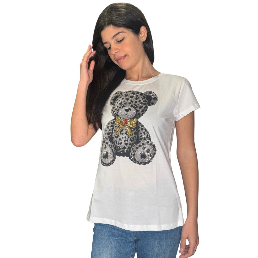 T-shirt orsetto grigio paillettes
