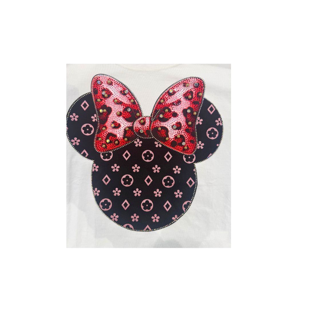 T-shirt Minnie rosa strass e lurex