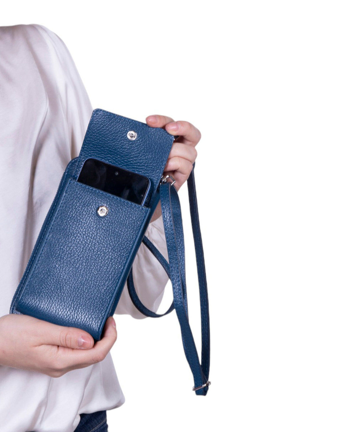 Tracolla portafoglio portacellulare in pelle