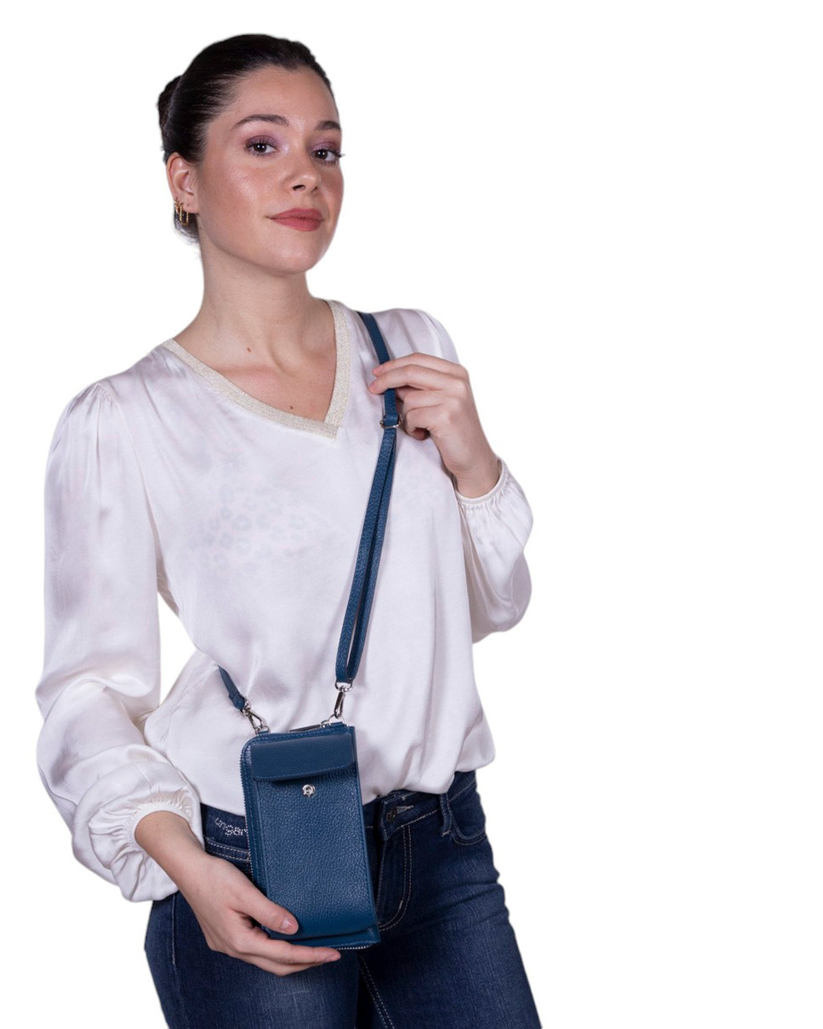 Tracolla portafoglio portacellulare in pelle