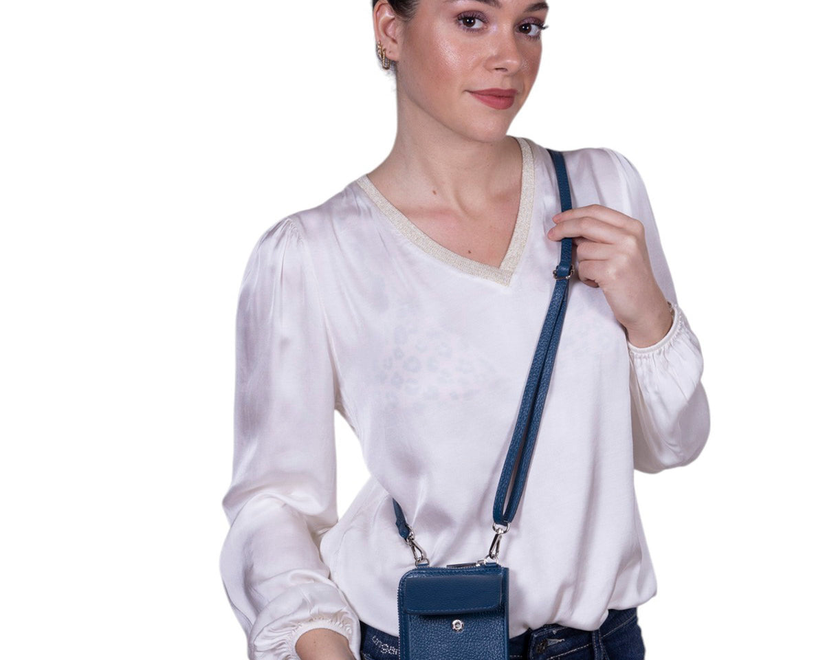 Tracolla portafoglio portacellulare in pelle