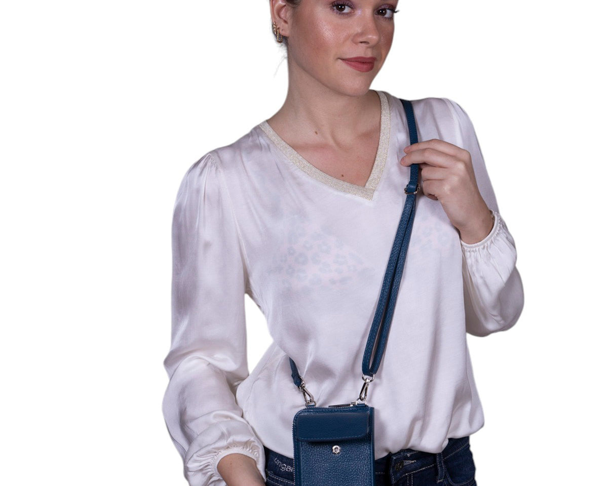 Tracolla portafoglio portacellulare in pelle