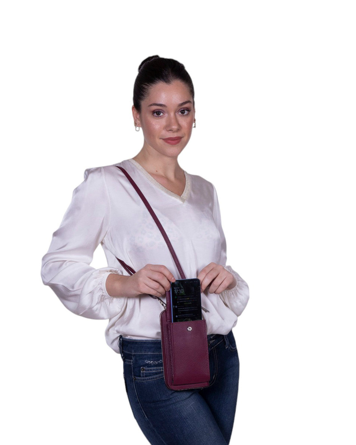 Tracolla portafoglio portacellulare in pelle