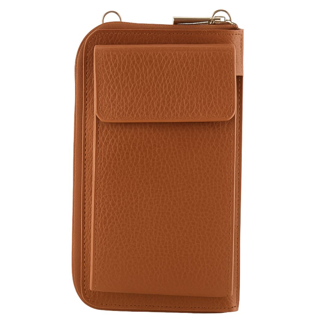 Tracolla portafoglio portacellulare in pelle