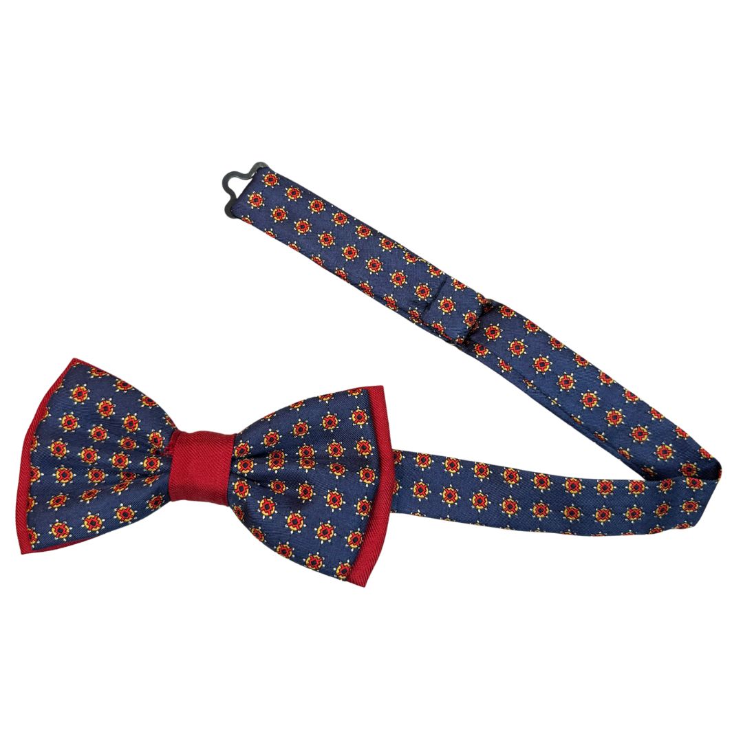 Papillon seta bicolore fantasia rifinito a mano profilo in tono Made in Italy