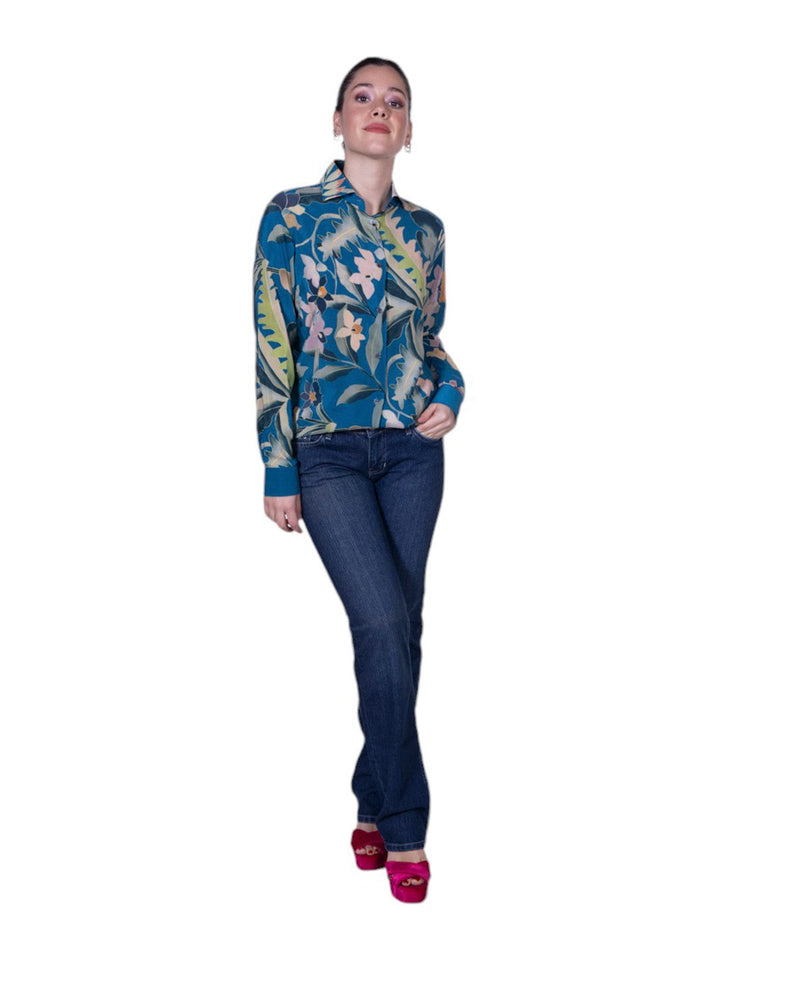 Camicia donna 100% seta stampa floreale