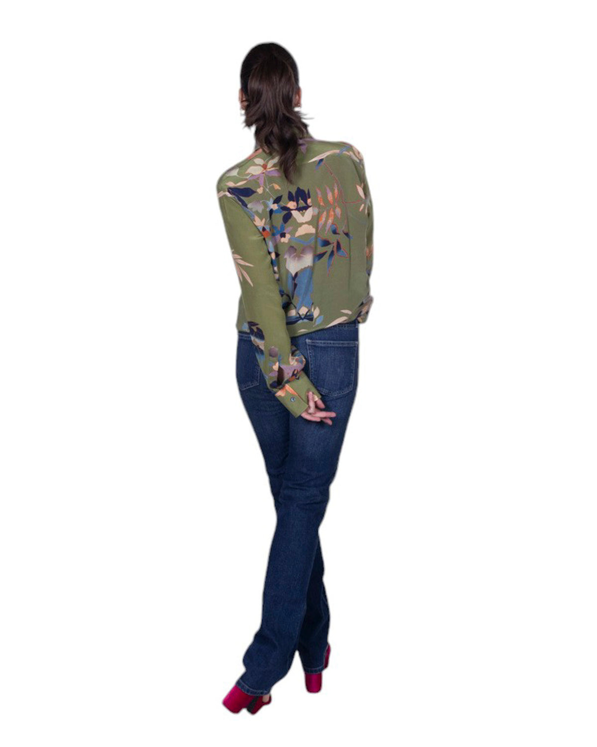 Camicia donna 100% seta stampa floreale