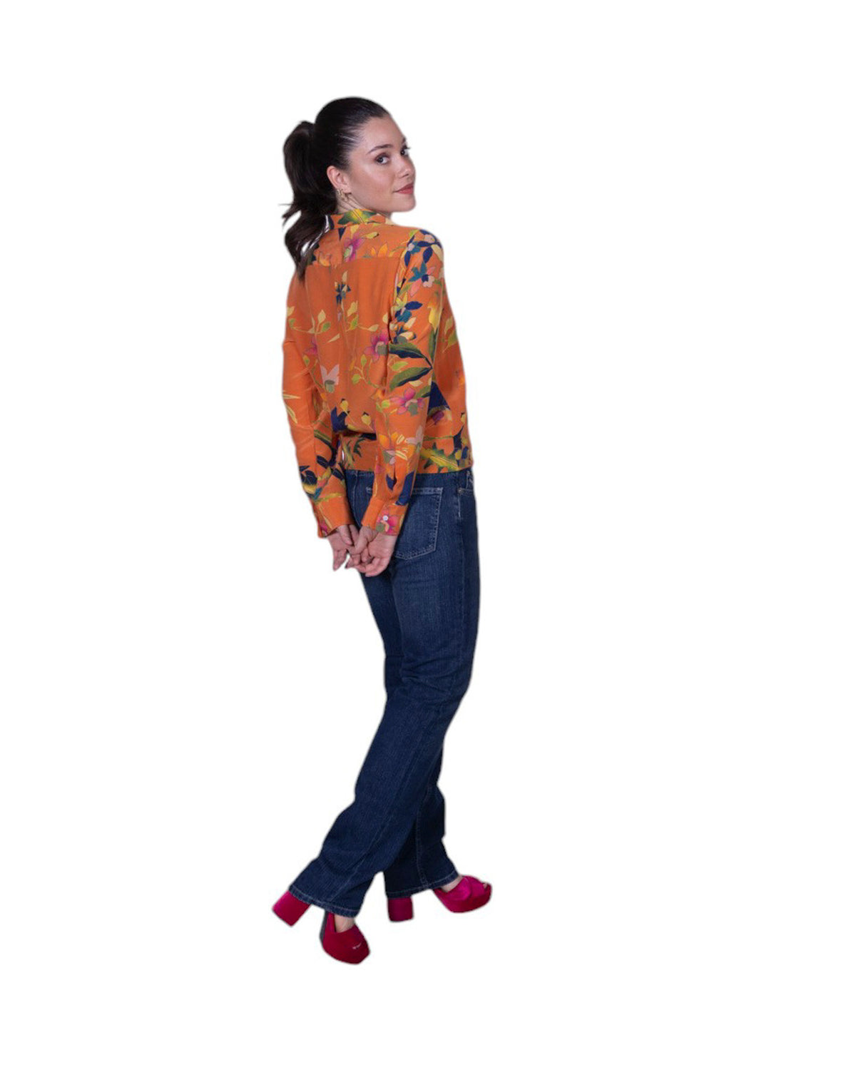 Camicia donna 100% seta stampa floreale