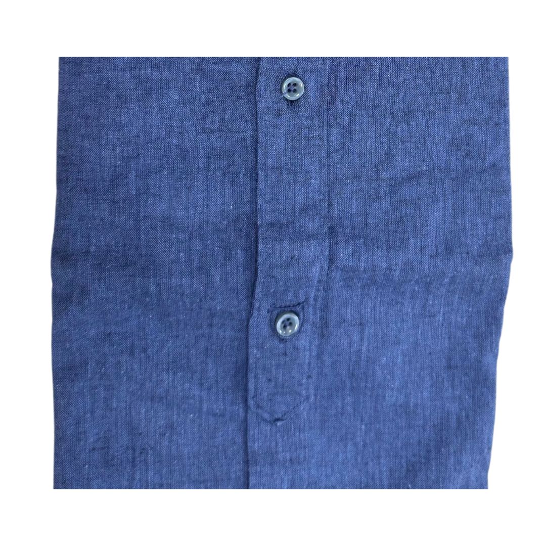 Camicia uomo classica tinta unita lino collo francese  cannole' avanti