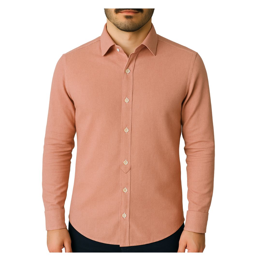 Camicia uomo classica tinta unita lino collo francese  cannole' avanti