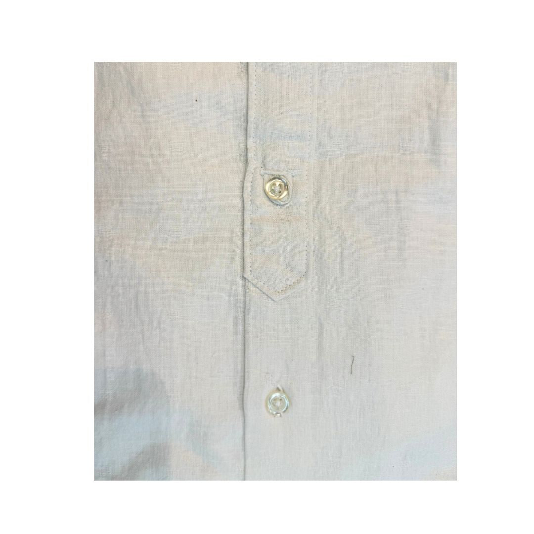 Camicia uomo classica tinta unita lino collo francese  cannole' avanti