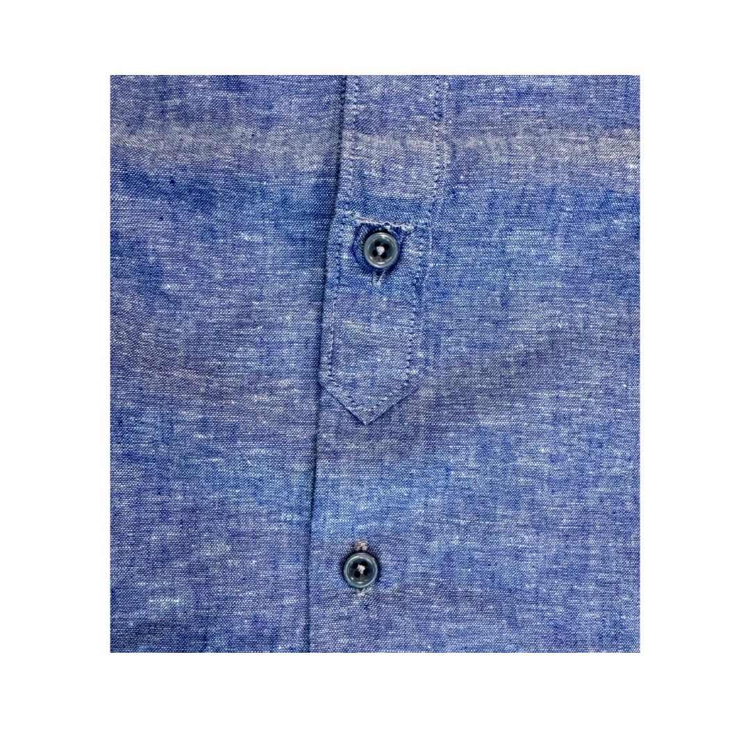 Camicia uomo classica tinta unita lino collo francese  cannole' avanti