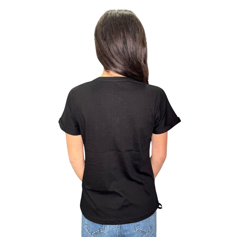 T-shirt donna con ricamo ad intaglio