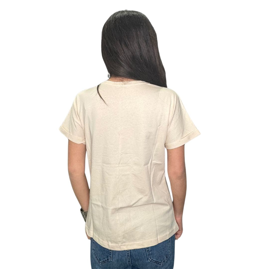 T-shirt donna con ricamo ad intaglio