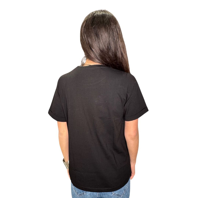 T-shirt donna con catena collo argento