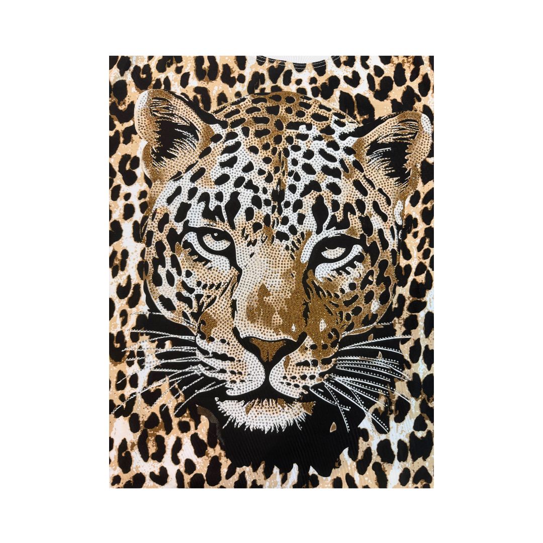 T-shirt donna leo con strass