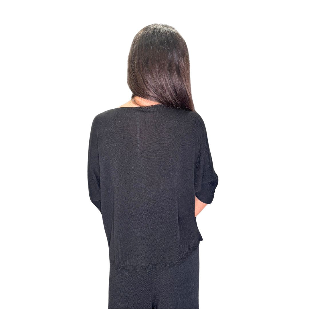 Maglia donna misto modal manica 3/4 scollo a V
