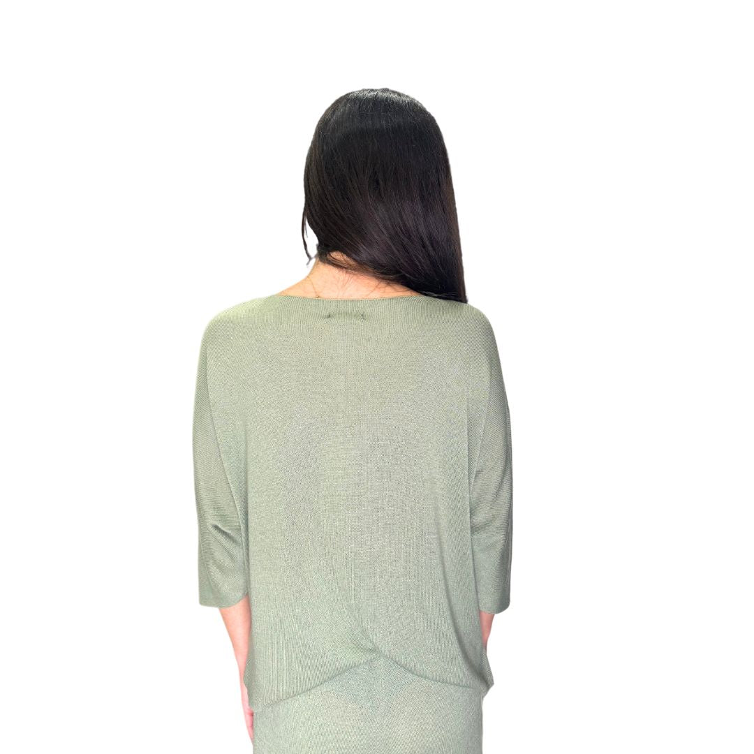 Maglia donna misto modal manica 3/4 scollo a V