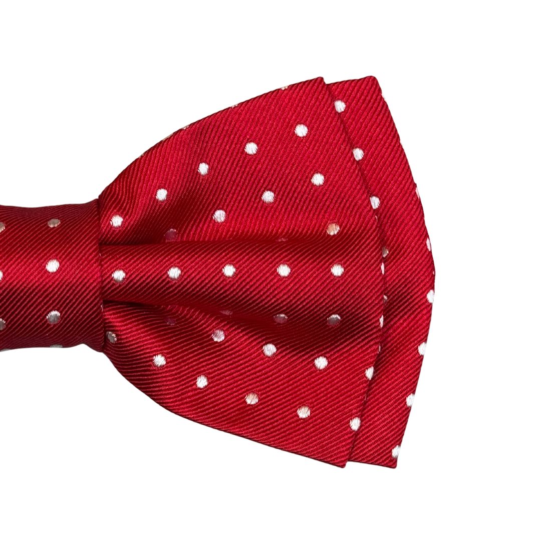 Papillon in faille di seta pois bianchi