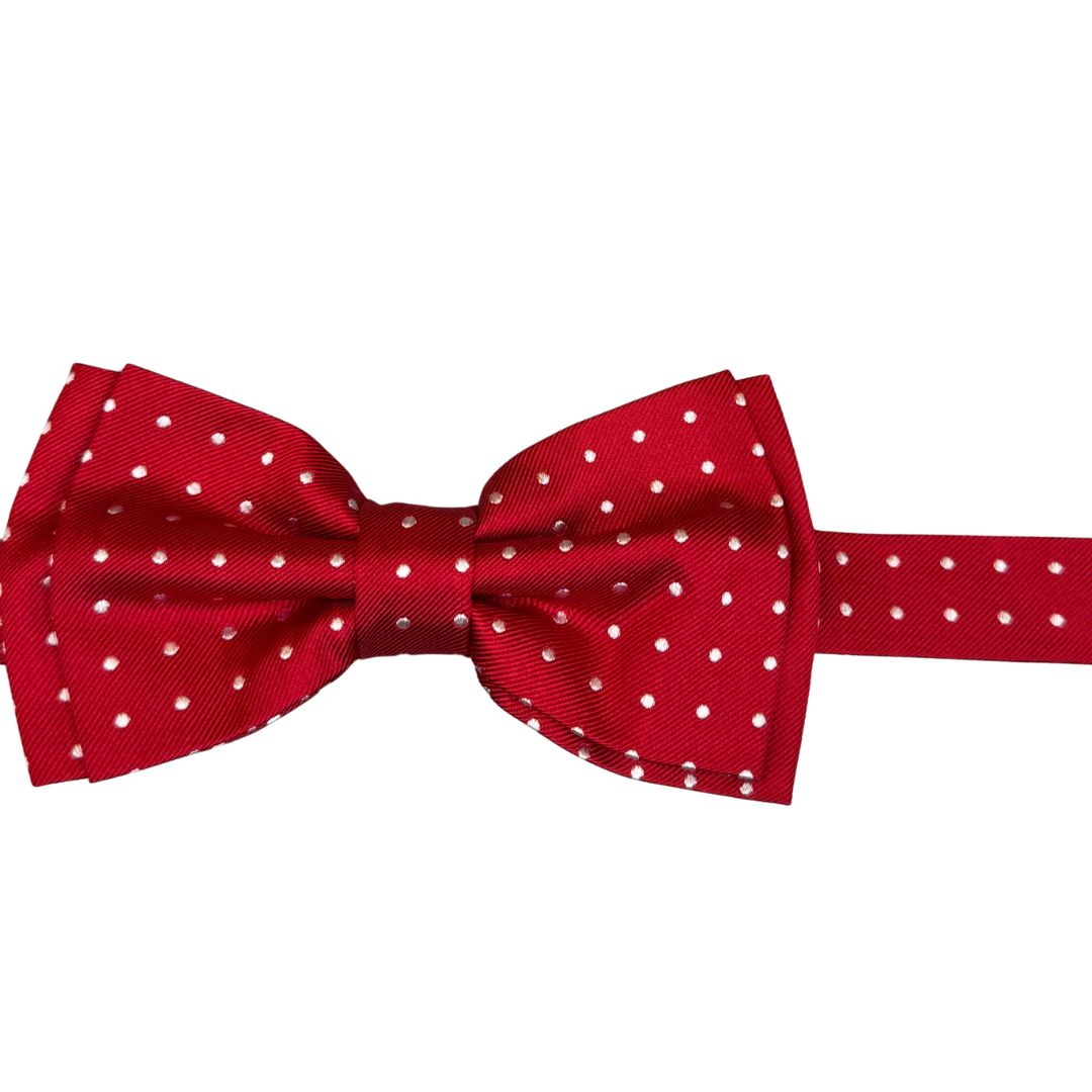 Papillon in faille di seta pois bianchi