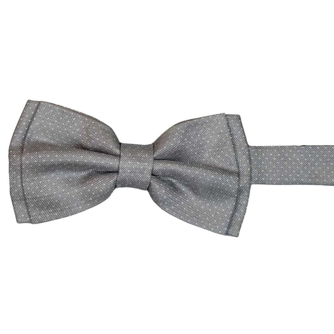 Papillon jacquard in seta pois bianchi annodato a mano con finitura sartoriale